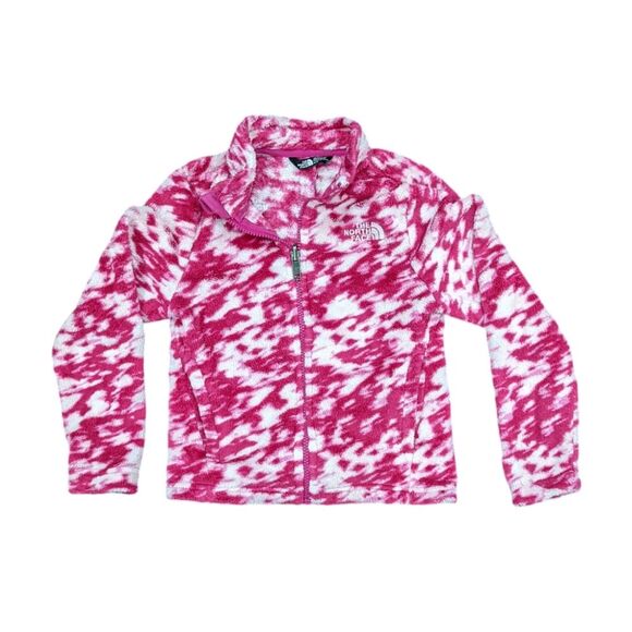 The North Face pink white osolita zipper jacket furry teddy girls size XS 6 - Picture 1 of 9